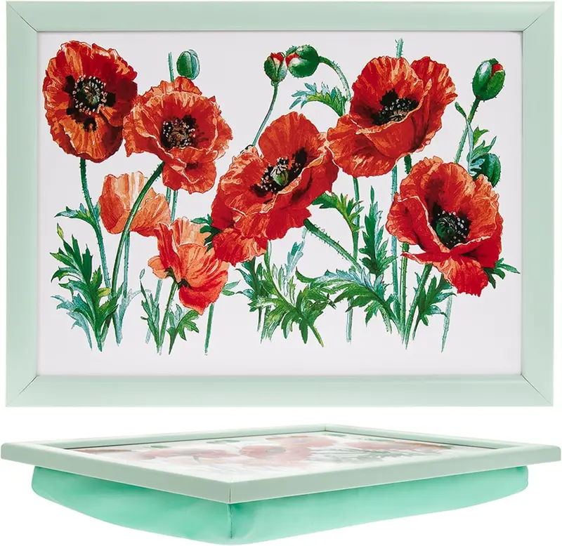 Poppy Floral Lap Tray — Cushioned Laptop Stand With Soft Beanbag Support 1