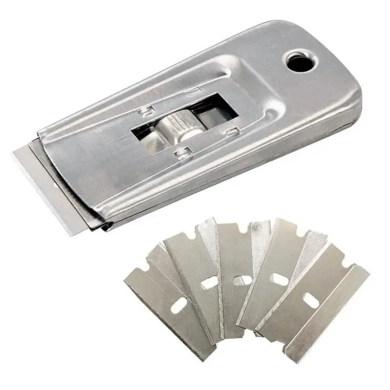 Retractable Steel Window Scraper – Includes 6 Replaceable Blades 1