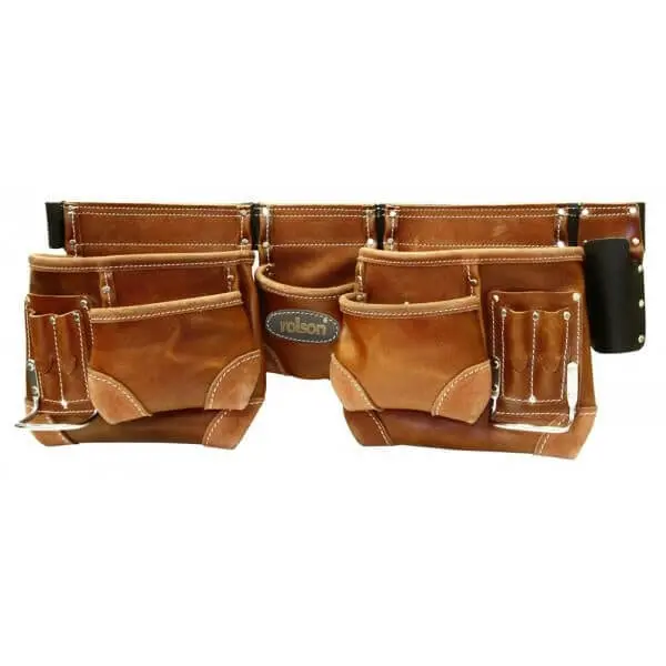 Rolson 68878 Dual-Compartment Brown Leather Tool Pouch 1