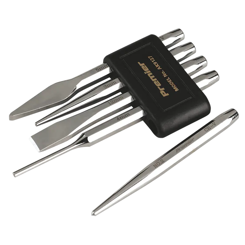 Sealey Ak9127 Punch And Chisel Set – 5-Piece Silver-Finished Forged Steel Kit 1