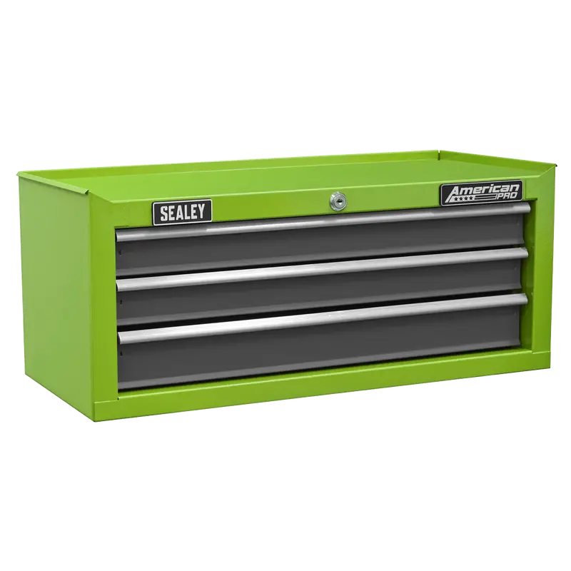 Sealey Ap22309Bbhv American Pro Mid-Box Tool Chest – 3-Drawer Green/Grey Organizer 1