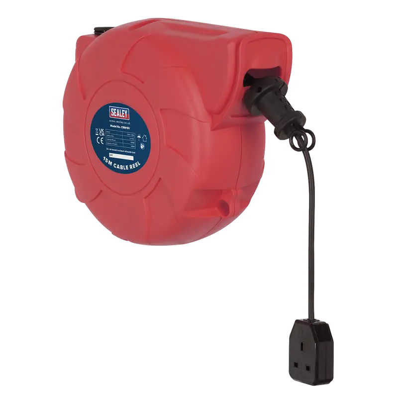 Sealey Crm151 15-Meter Retractable Wall-Mounted Extension Cable Reel 1