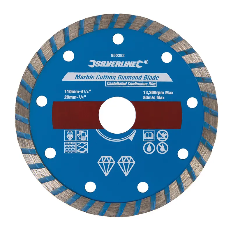 Silverline 950392 Castellated Continuous-Rim Diamond Blade For Marble Cutting – 110Mm X 20Mm 1