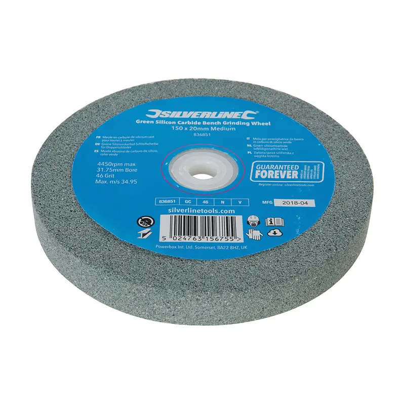 Silverline Green Silicon Carbide Bench Grinding Wheel – 150 × 20Mm, Medium Grit 1