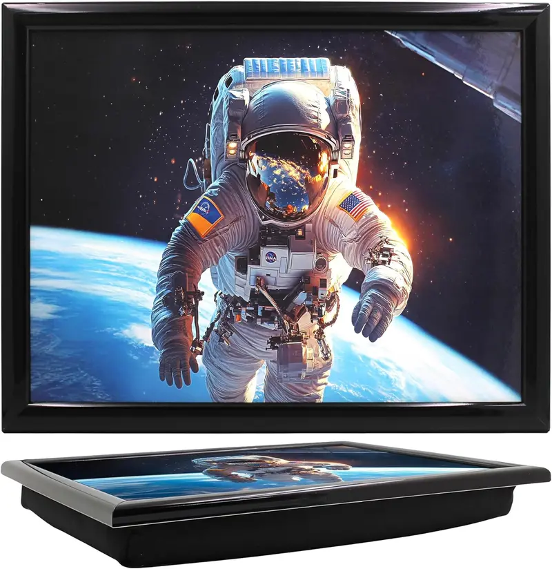 Spaceman Astronaut-Themed Lap Tray — Adjustable Laptop Stand With Padded Beanbag Base 1