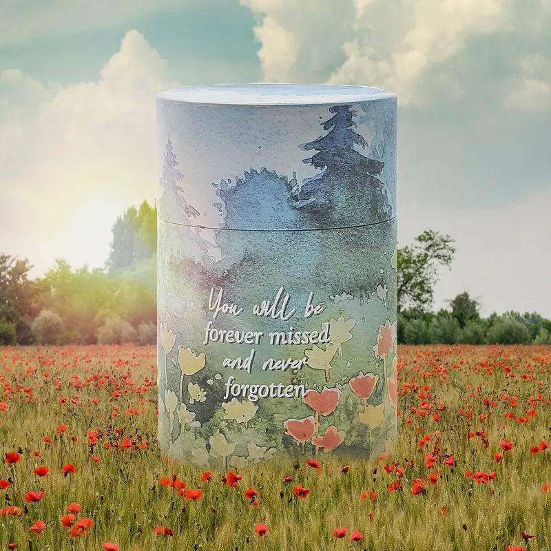 Thoughts Of You Memorial Ashes Tube – Elegant 12 Cm Floral-Themed Keepsake Container 1