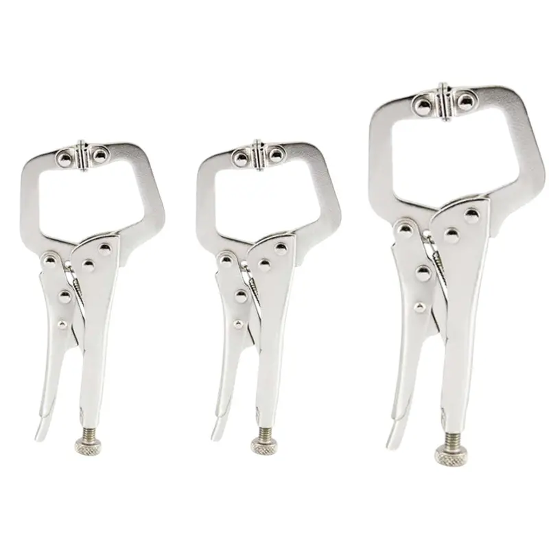 Three-Piece Adjustable C-Clamp Set – Mini Locking Grips For Welding, Crafting & Workshop Tasks 1