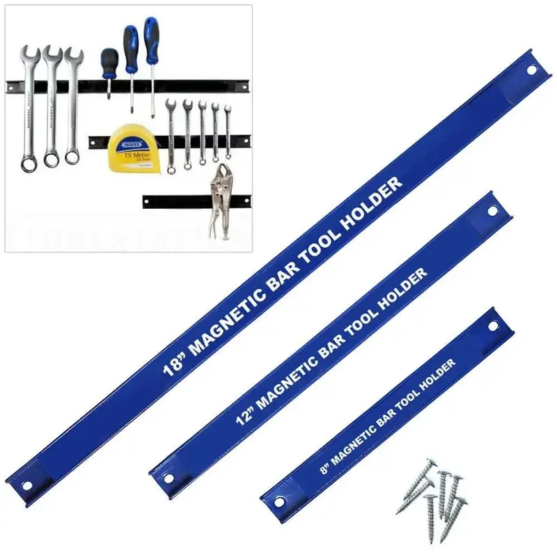 Three-Size Magnetic Tool Bar System (8", 12", 18") For Wall-Mounted Workshop Organization 1