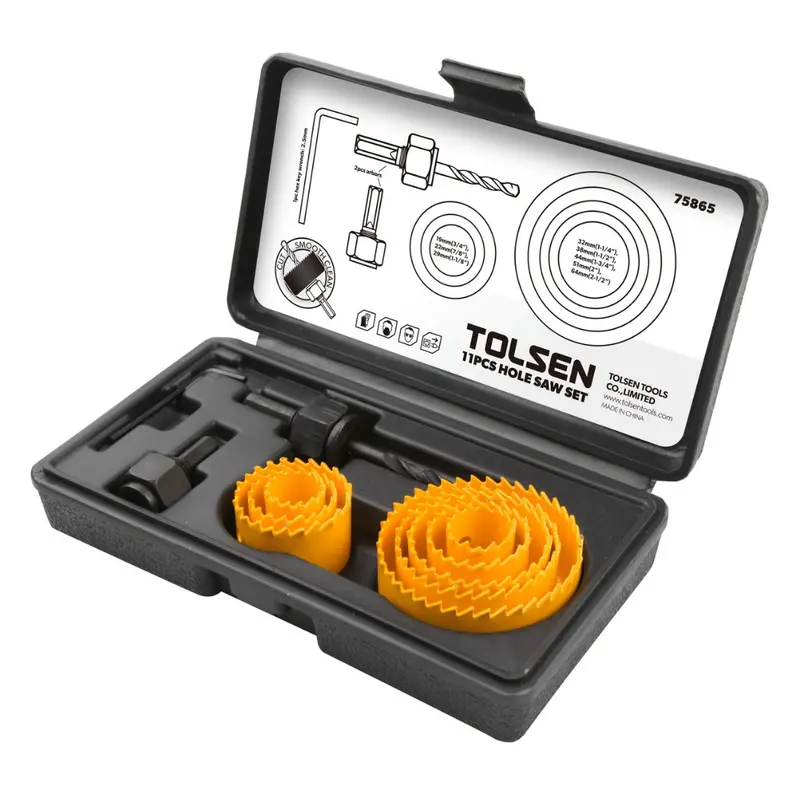 Tolsen 11-Piece Carbon Steel Hole Saw Set – Precision Boring Kit 1