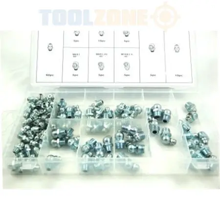 Toolzone 110-Piece Grease Gun Fitting And Nipple Assortment Kit 1