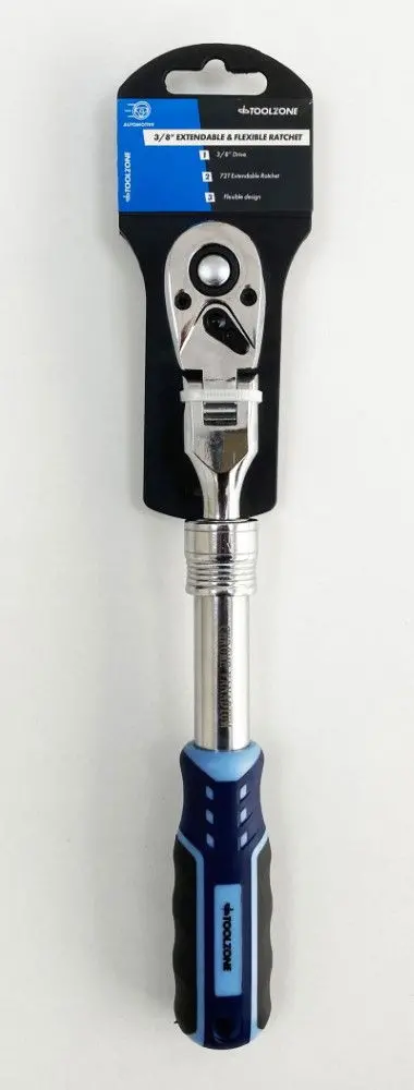 Toolzone 3/8" Drive Flexible-Head Ratchet With Soft-Grip Handle 1