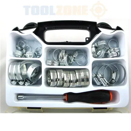 Toolzone 35-Piece Stainless Steel Hose Clamp Kit – 8–44 Mm Diameter Range 1