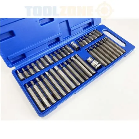 Toolzone 40-Piece Hex, Torx, And Spline Bit Set – Metric & Torx Sizes In Storage Case 1