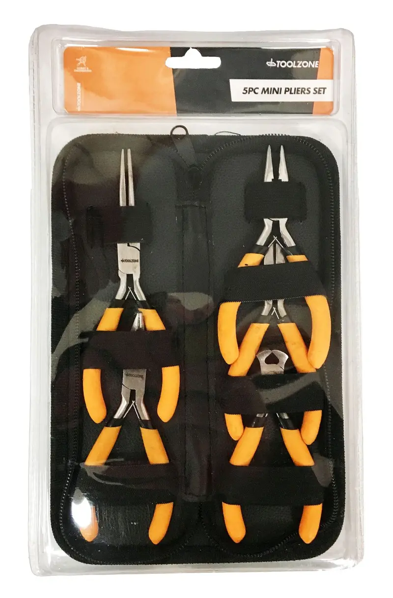 Toolzone 5-Piece Mini Plier Set With Soft-Grip Handles In Zippered Case 1