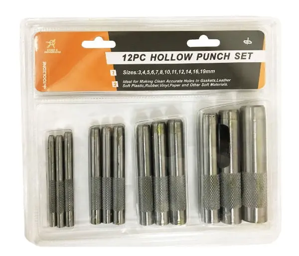 Toolzone Pn104 Hollow Punch Set – 12-Piece Precision Metal Punching Kit For Sheet Metal Work 1