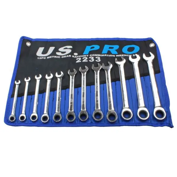 Us Pro 2233 — 12-Piece Metric Gear Ratchet Combination Wrench Set 1
