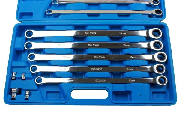 Us Pro 3224 — 10-Piece Extra-Long Double-Ring Single-Gear Ratchet Kit 1