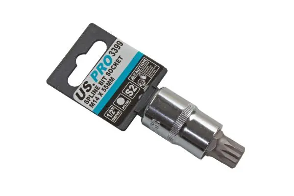 Us Pro 3399 — Bag Of 10 M14 × 55 Mm 1/2" Drive Spline Bit Sockets 1