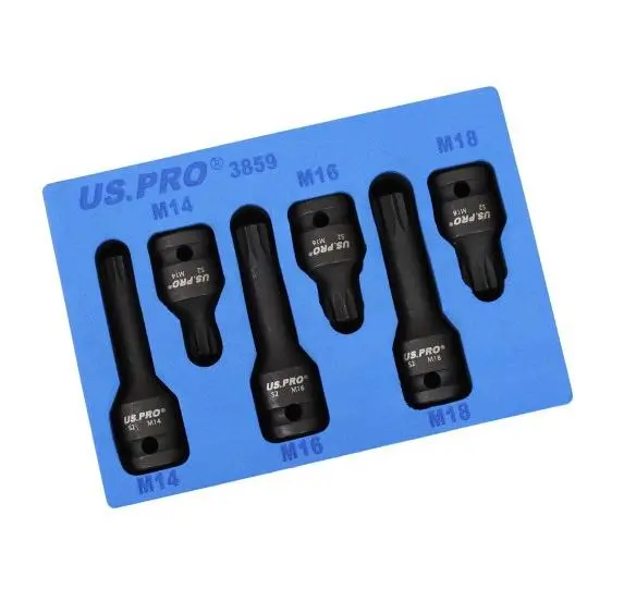 Us Pro 6-Piece 1/2" Drive Impact Spline Bit Socket Set – Shallow & Deep 1