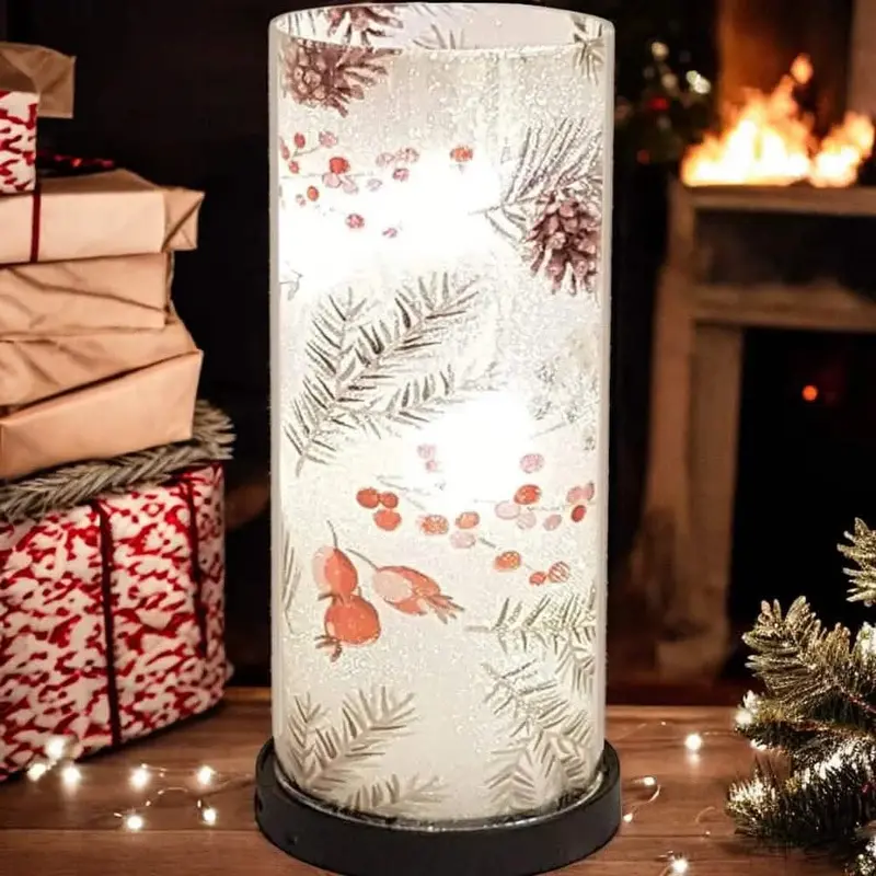 Usb/Battery-Powered Winter Led Lamp With Festive Berry Design – Warm White Light 1