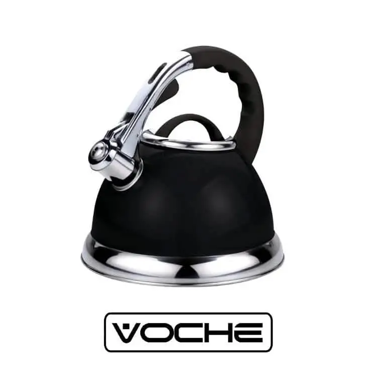 Voche® 3.5L Whistling Kettle – Metallic Black Stainless Steel Stovetop Kettle For Gas & Electric Hobs 1