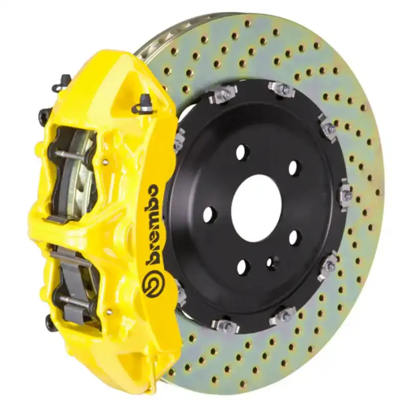 Brembo Gt Big Brake Kit – Front, 6-Piston Calipers, 380X34Mm Drilled Rotors, Yellow Finish 1