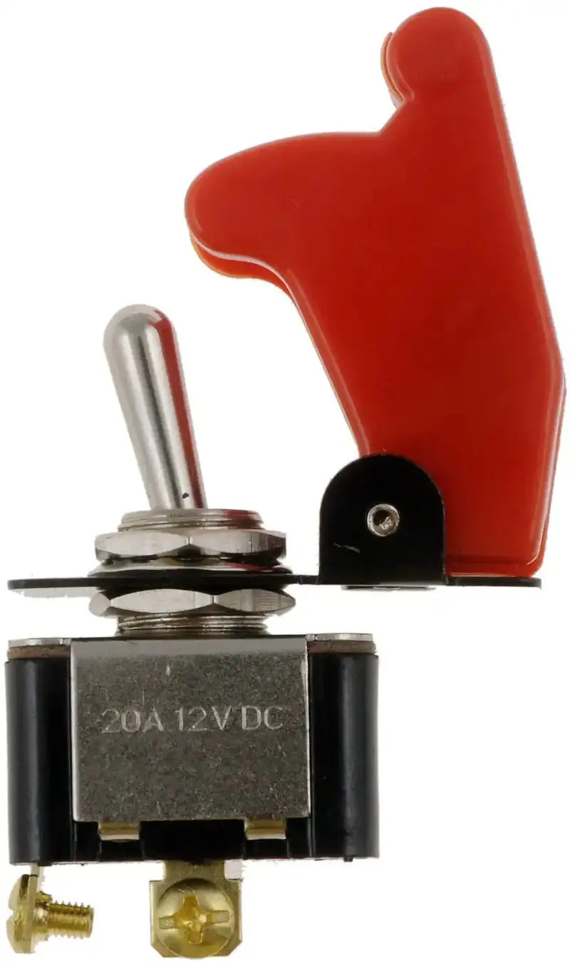 Dorman Oe Solutions Toggle Switch – 12V, 20A Non-Illuminated Metal Housing With Brass Terminals & Red Safety Cover (84815) 1