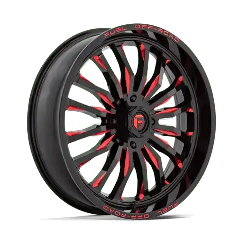 Fuel Off-Road D822 Alloy Wheel – 24X7 Inches, 4X156 Bolt Pattern, Gloss Black With Red Mill Finish, +13Mm Offset 1