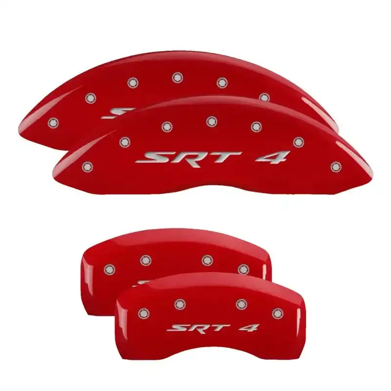 Mgp 4-Piston Caliper Covers – Engraved Front & Rear, Red/Silver Finish 1